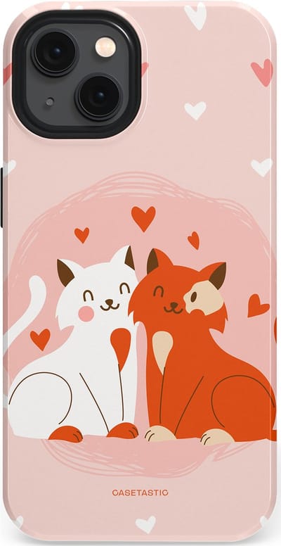 Casetastic Hoesje Geschikt voor Apple iPhone 13 Magsafe - Stijlvolle Beschermende Duo-layer Case - Romantische Katten Liefde