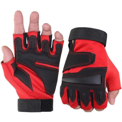 Gants Sans Doigts Yanbiguo Pour Moto Vélo Escalade Randonnée Chasse Durables Confortables XL rouge