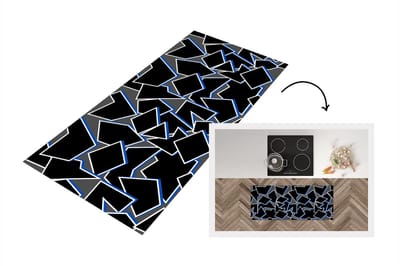Keukenloper - Loper keuken - Vormen - Geometrie - Zwart - Design - 120x50 cm - Keukenloper vinyl