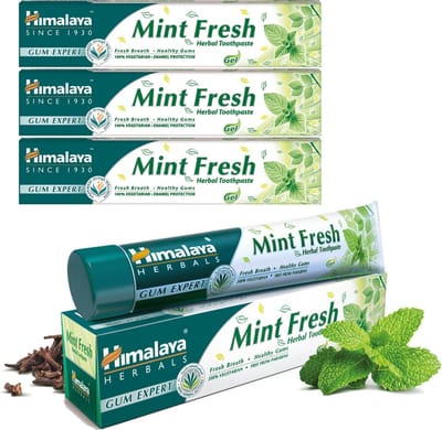 Himalaya Herbals Tandpasta Mint Fresh - 3 x 75ml - 100% Veganistisch - Fluoride Vrij Tandpasta