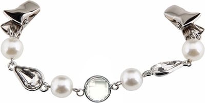 Fako Bijoux® - Vestsluiting - Vestclip - Sjaalspeld - Vestklem - Parels & Acryl Bling - Zilverkleurig
