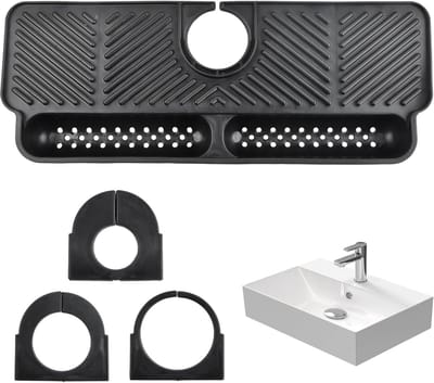 Silicone Sink Faucet Drain Mat - Kitchen Faucet Sink Splash Guard - Drip Catcher for Faucet Handle - Sink Protector Mat - Drying Mat for Kitchen - Bathroom - Countertop - Zwart