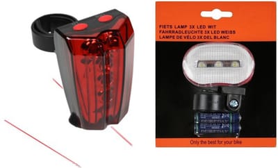 Benson Fietsverlichting set - voor/achterlicht fiets - LED + Laser
