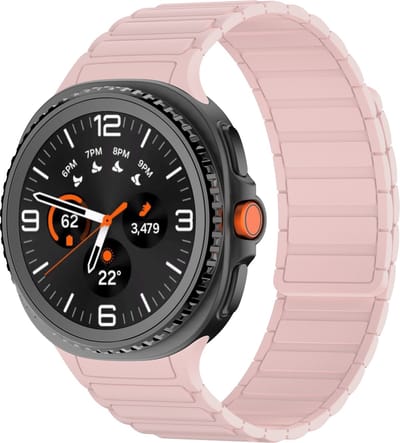 Stravo Magnetic Bandje – Geschikt voor Samsung Galaxy Watch 9 (40/44mm) / Watch 8 (40/44mm) / 8 Classic (46mm) – Zacht Siliconen Sport Horlogebandje met Sterke Magneet (Roze) – Voor Dames en Heren