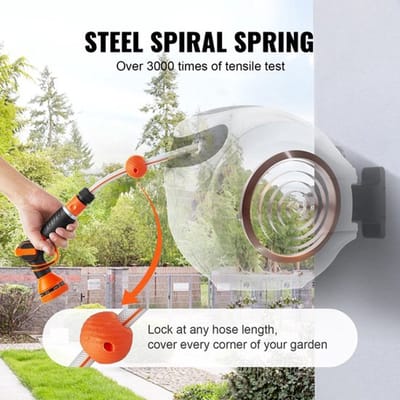 Gran VidaÂ® - Tuinslanghaspel - 9-standen Sproeikop - Automatisch Oprolsysteem - 35m Slang - Wandmontage