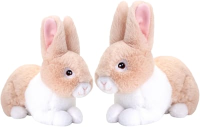 Pluche konijnen familie - beige - moeder en kind - 25 / 18 cm - zittend - eco collectie