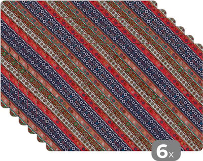 Placemat - Placemats kunststof - Afrika - Patronen - Abstract - 45x30 cm - 6 stuks - Hittebestendig - Anti-Slip - Onderlegger - Afneembaar