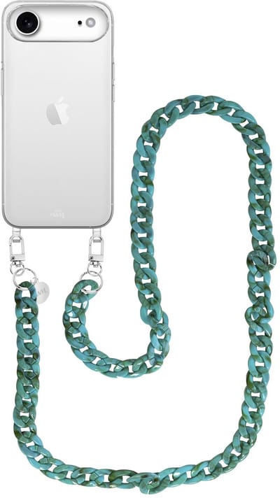 xoxo Wildhearts siliconen hoesje - Geschikt voor iPhone 17 Air - Blue Ocean - Lang Koord - Telefoonhoesje - Hoesje met koord - telefoonkoord - Transparant hoesje - Lang blauw koord