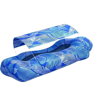Opblaasbare Luchtlounger - Luchtbank Zonnescherm - Buiten Ontspannen - Zonder Pomp Op te Blazen - 190x75cm - Blauw