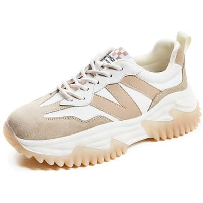 Echt Leer Dames Casual Sneakers Lente Luxe Mode Dikke Plateau Sneakers Dames Hardloopschoenen Comfortabel 39 kaki