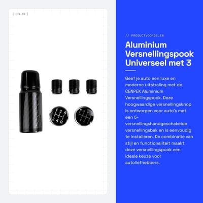 Dailygoods - Aluminium Versnellingspook - Universeel met 3 Adapters - 5 Versnellingen - Auto Accessoires - Versnellingspook - Zwart - Geschikt voor di...