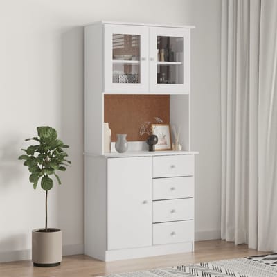 vidaXL - Hoge - kast - ALTA - 77x35x165 - cm - massief - grenenhout - wit
