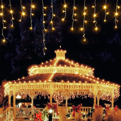 480 LED Lichtgordijn Voor Buiten – 19M Waterdichte Kerstverlichting Met IJspegels En Warmwit Licht Voor Balkon - Tuin En Feestdecoratie
