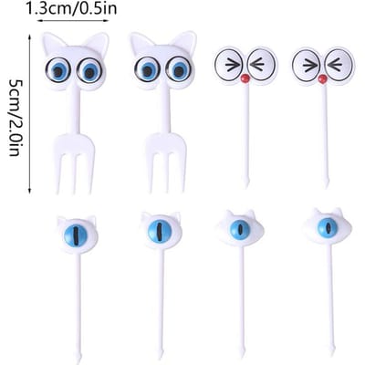 8 stuks schattige kattenoog fruitvork creatieve dier fruitstokjes mini cartoon bento kinderdecoratie thuis 8Pcs