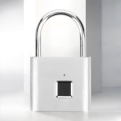 Dailygoods - Slimme Vingerafdruk Hangslot - Duurzaam Elektronisch Sleutelloos Slot voor Fiets, Rugzak en Bagage (Zilver)
