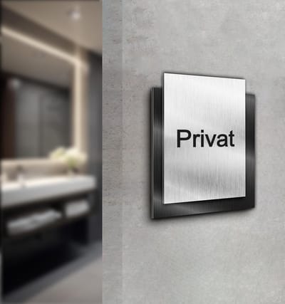 Deurbord WC Privé - WC Bordje - Aanduiding Deur - Zelfklevend Aluminium - 20x15cm - Zilver Antraciet