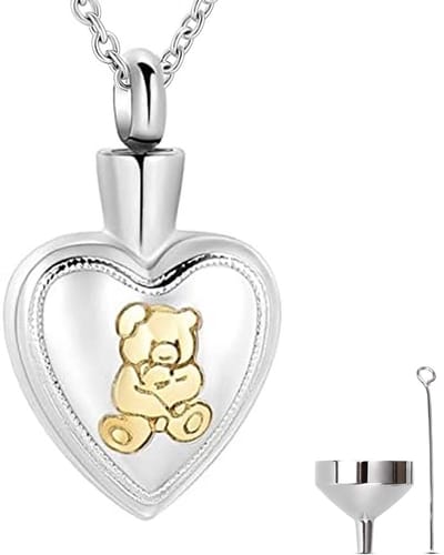 Luxe Ashanger - met Ketting (55 cm) - Voor As, Haren of Parfum - Assieraad - As Ketting - Gedenksieraad - Urn - As Hanger - Incl. As vuller en Opbergzakje - Silver Bear