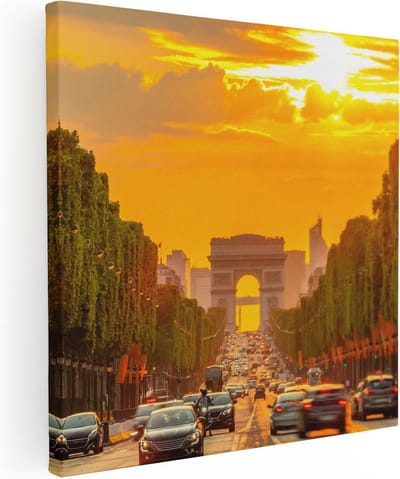 Artaza Canvas Schilderij Arc De Triomphe Bij De Autoweg - 30x30 - Klein - Foto Op Canvas - Canvas Print