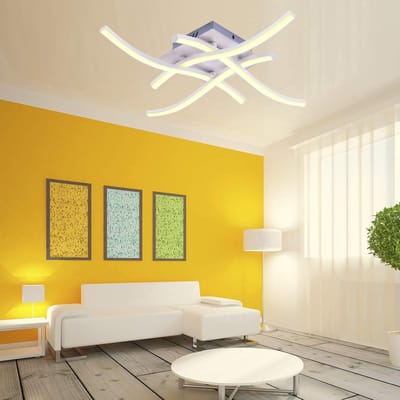Haobosic - Plafondlamp, moderne kroonluchterlamp 24W slaapkamerplafondlamp gebogen ontwerp met 4 stuks warm wit golvend licht voor woonkamer slaapkamer eetkamer (warm wit)