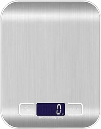 QTTVBTNA -Digitale Keukenweegschaal 1g-5000g – Precisieweegschaal met LCD Display, RVS Platform, Tare Functie, Automatische Uitschakeling en 6 Maat­eenheden – Inclusief Batterijen, Ideaal voor Bakken, Koken & Post