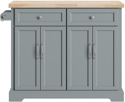 SoBuy Servierwagen - Bijzettafel met klapblad - 4 deuren, 2 laden, 2 planken - 92x71x107 cm - Modern grijs | FKW71-III-HG