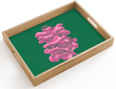Dienblad hout 40x30 cm - Schootdienblad - Abstract - Pink - Lijnen - Groen - Borrelplank rechthoek - Plateau dienbladen