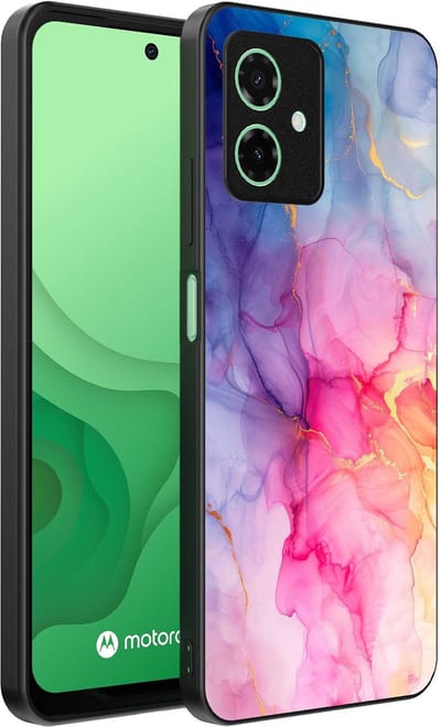 Smartphonica Telefoonhoesje Geschikt voor Motorola Moto G54 met marmeropdruk - TPU backcover case marble design - Regenboog geschikt voor Motorola Moto G54