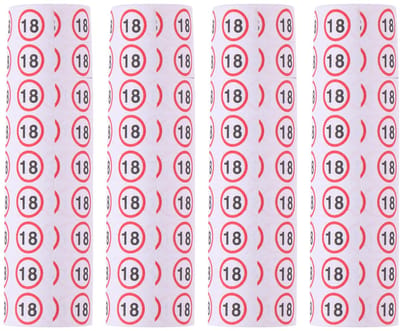 Partytime Serpentine Printing '18' - Verpakking met 3 Rollen Papieren Serpentines - Ideaal voor 18e Verjaardag Feestversiering - 384 cm Lang x 1,4 cm Breed - Wit met Rood