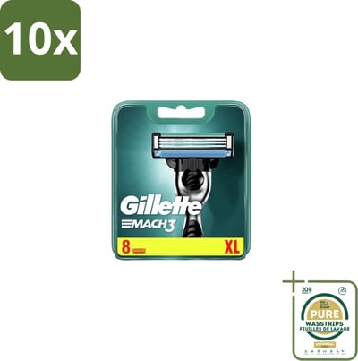 10 x Gillette – Mach3 – Scheermesjes – 8 mesjes - Grootverpakking - Scheren - Scheermesjes - Scheercomfort - Roodheid - Huidbescherming