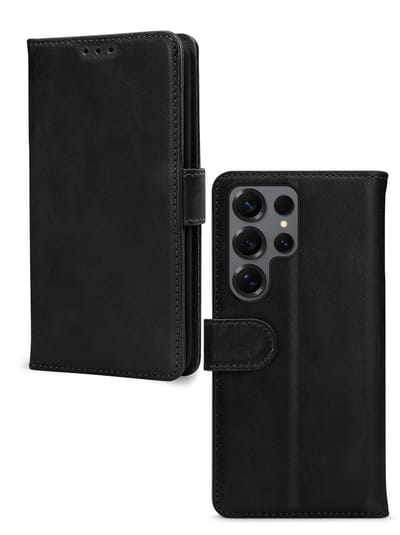Mobilize Telefoonhoesje geschikt voor Samsung Galaxy S26 Ultra Hoesje Echt Leer | Mobilize Wallet Bookcase Portemonnee | Pasjeshouder voor 3 Pasjes | Telefoonhoesje voor Pinpas / OV Kaart / Rijbewijs - Zwart