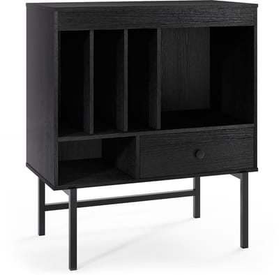 Platenspelermeubel - LP-kast - Platenspelerkast - Draaitafelstandaard - Platenspelerstandaard - Vintage Displayplank - Zwart