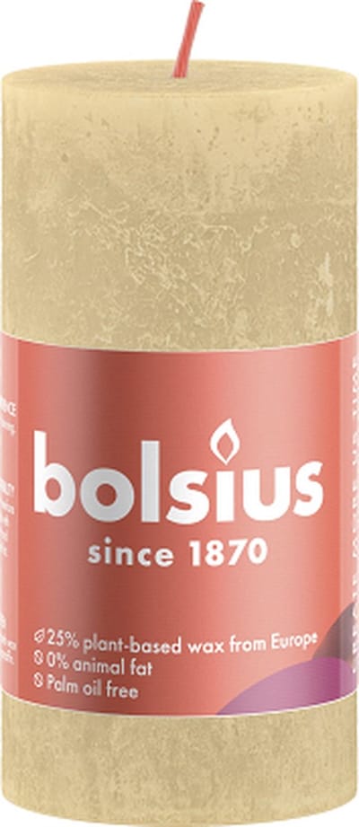 8 stuks Bolsius beige rustiek stompkaars 100/50 (30 uur) Oat Beige
