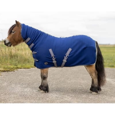 QHP SHETLAND FLEECEDEKEN MET HALS Donkerblauw