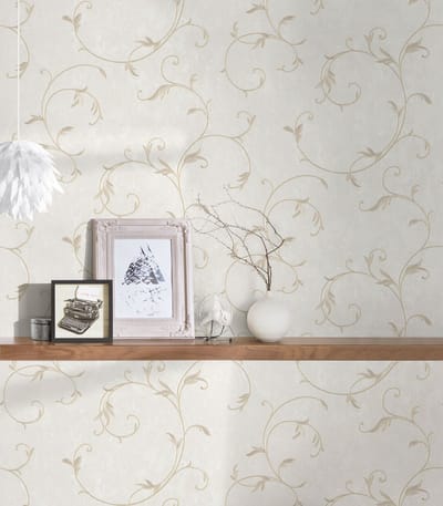 Palmboom behang Behang palmbomen Palm behang Vliesbehang Beige / Creme Zilver 304182