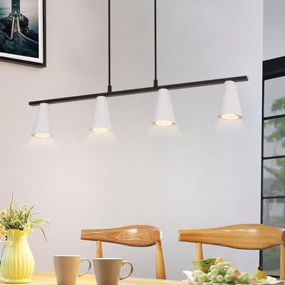 NETTLIFE Hanglamp GU10 - 4-Lichts - wit - kegelvormig Ontwerp - Metaal - Modern Eetkamerlamp Max.25W - voor Keuken | Woonkamer | Hal - Zonder lampen