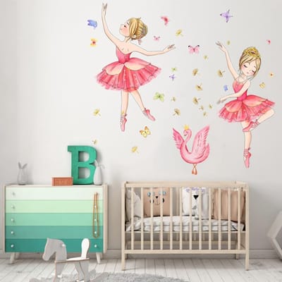 Dailygoods- Muursticker Dansend Meisje - Afneembaar - Waterdicht - Veelkleurig - PVC - Geschikt voor Kinderkamer/Slaapkamer - Muurtattoo