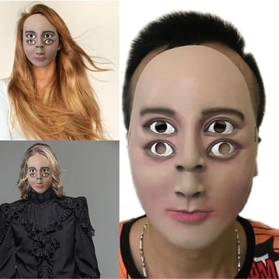 Angstaanjagende vierogige latexmasker, een enge rekwisiet One size fits all adults beige