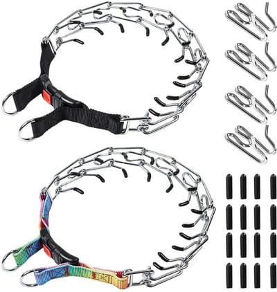 Dailygoods- Halsbandenset Robuust - Hondenhalsband - Verstelbare Ketting - Metalen Klem - Voor Grote Honden - Reflecterend Iriserend