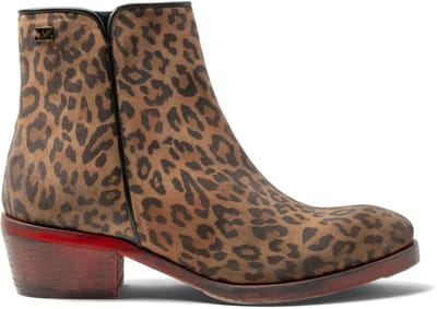 Lazamani - Sara Dames Enkellaarsjes Suede Tan/Leo - Maat 37