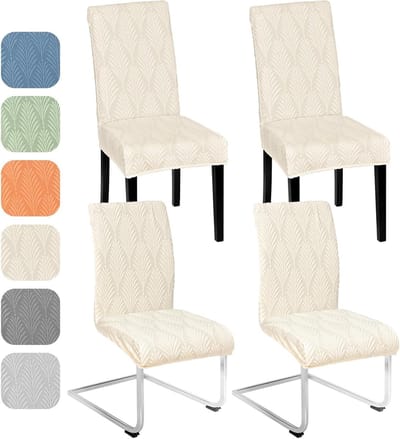 Set van 4/6 stretch stoelhoezen voor schommelstoelen - universeel jacquard overtrek voor eetkamerstoelen - afneembare stoelbescherming - keuken, banket, bruiloft, feest - beige kleur