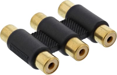 Audio Video Adapter - Cinch Koppeling Bus - Verbinden Kabels - Goud Verguld Contact - Kompakt Formaat - Zwart
