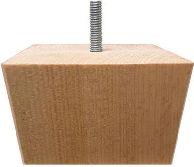 Meubelpoot vierkant 9 bij 9 cm en hoogte 6 cm van massief hout (M8) - Set van 4 stuks
