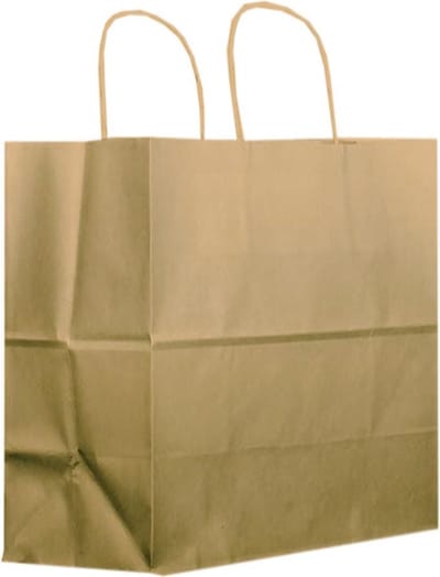 Papieren Tassen 32x16x35 cm - Bruin gerecycled kraft - Gedraaide grepen - Take Away - 50 stuks