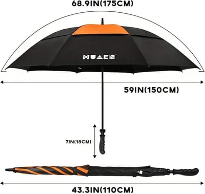 Bovista Moderne Golf Paraplu - Stormparaplu - Opvouwbaar - Windproof - Stormproef - UV Bescherming - Umbrella - Draagbaar - Grijs