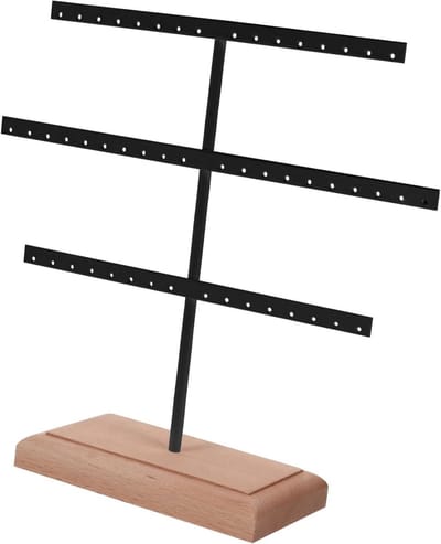 Sieraden Organizer - Sieradenhouder Display - Sieraden Opbergen - Drie Laags Ontwerp - 25 x 24 x 7 cm - Zwart