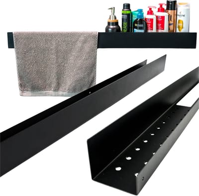 Zolta - Wandrek - Loft Stijl - Zwart - Met Handdoekhouder - Metaal