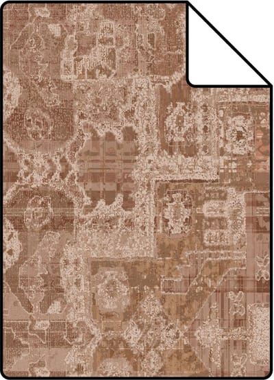 Proefstaal ESTAhome behang oosters kelim tapijt vergrijsd bruin - 26.5 x 21 cm - 131365-S