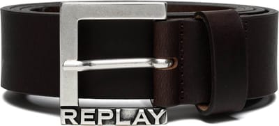 REPLAY Leren Riem Leather Belt W85 Brown Cocoa Donkerbruin