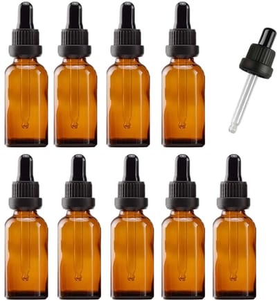 Pipetflesjes 20ml 10 stuks - Glazen Flesjes met Zwart Pipet - Pipetfles met Garantiesluiting