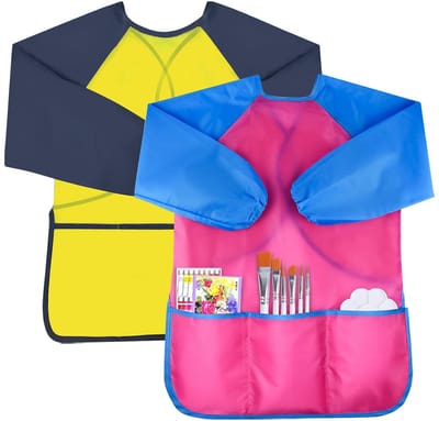 Dailygoods- Schilderschort Waterdicht - Kinderschort met Mouwen - Peuter Schort - Kunst/Handwerk - 2 Pack - 3-8 Jaar - 3 Zakken
